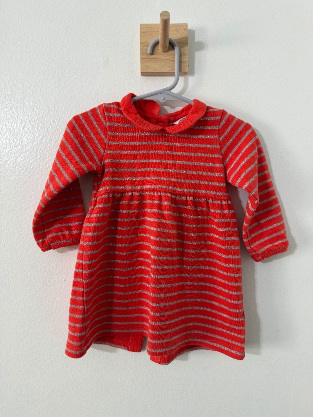 Baby Boden Red Stripe Dress Glitter 6-12 Mos Winter Holiday Christmas Dress